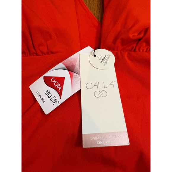 New Calia Cutout Halter One Piece Swimsuit Fresh Red Lycra Sport Size 10 $88 - Picture 7 of 12